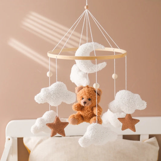 Baby Wooden Bed Bell Mobile – Lambhair Bear & Bunny Dolls