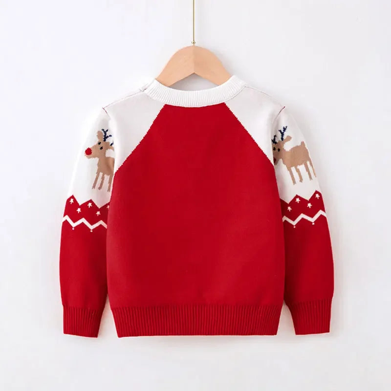 Kids Christmas Knitted Sweater – Warm Cotton Cartoon Pullover for Boys & Girls