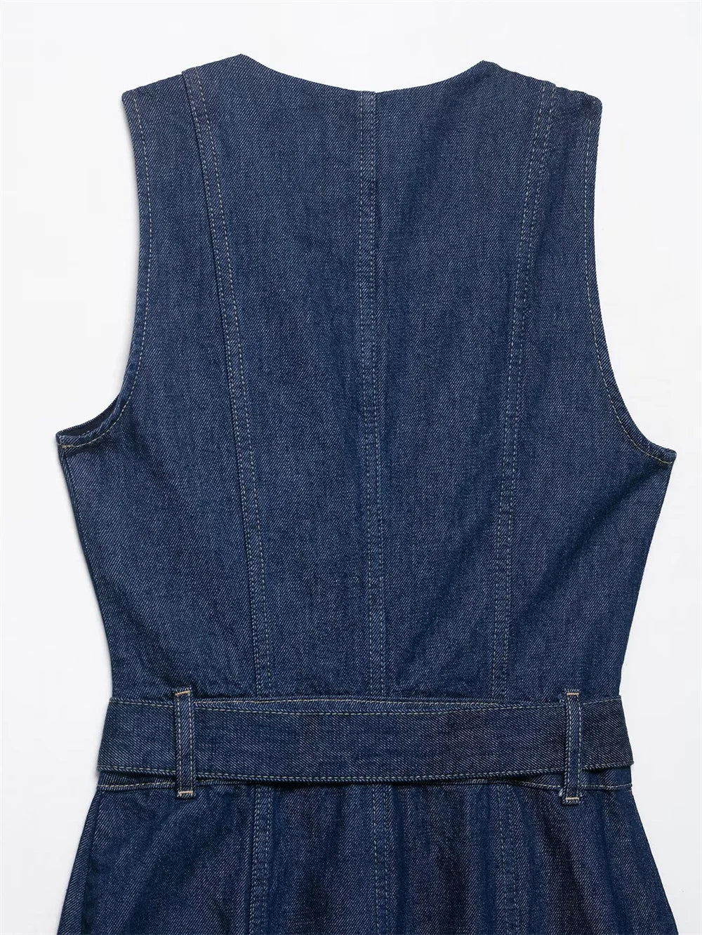 Women’s Belted Denim Midi Dress