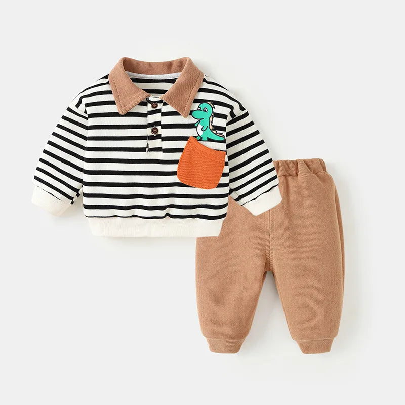 Baby Boys 2-Piece Sweatshirt & Pants Set – Autumn Cotton Outfit