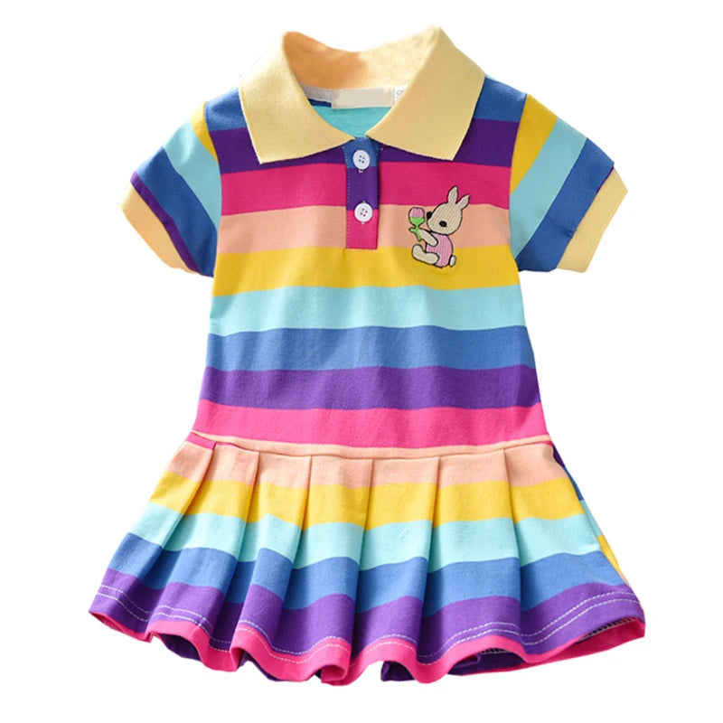 Rainbow Striped Low Waist Dress