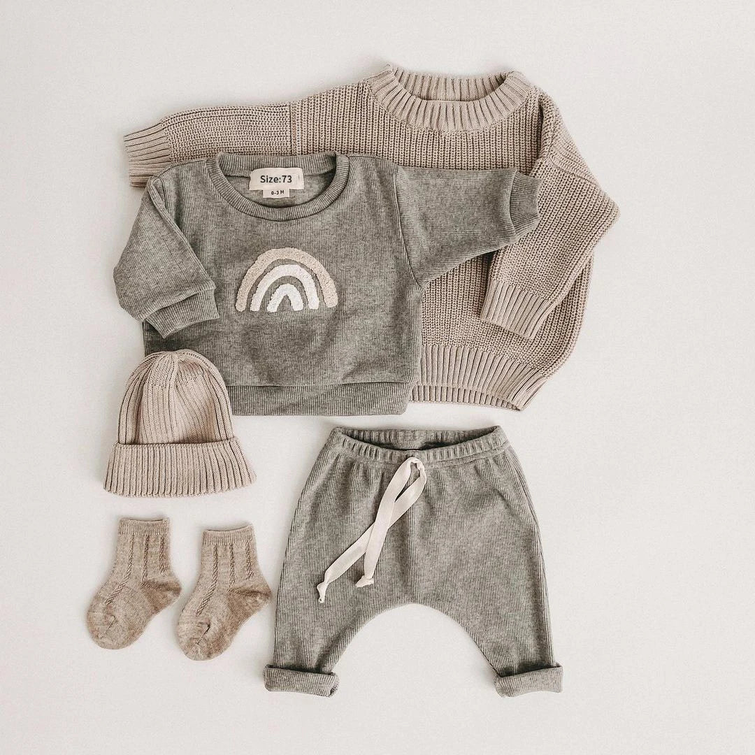 Kids Clothes Set – Casual Tops & Loose Trousers (Unisex, 2pcs)