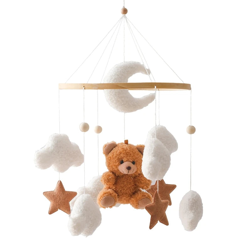 Baby Wooden Bed Bell Mobile – Lambhair Bear & Bunny Dolls