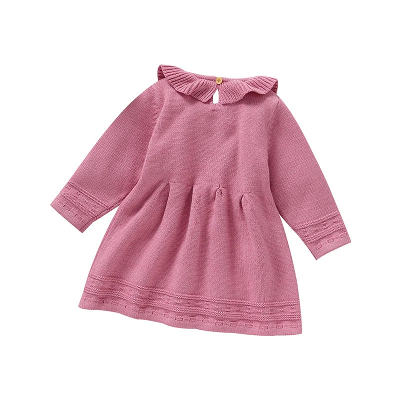 Solid Color Doll Collar Baby Girl Dress