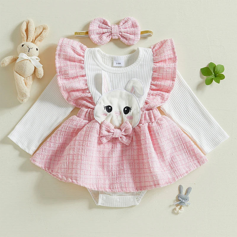 Baby Girls 2Pcs Ruffle Romper & Headband Set