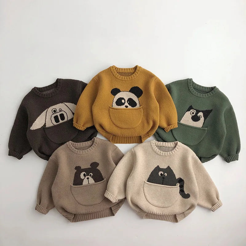 Kids Cartoon Knit Sweater – Cozy Winter Wear