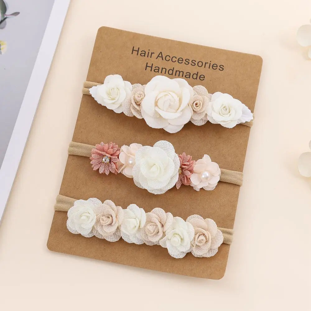 3pcs Baby Girl Headband Set – Elastic Floral Hairbands