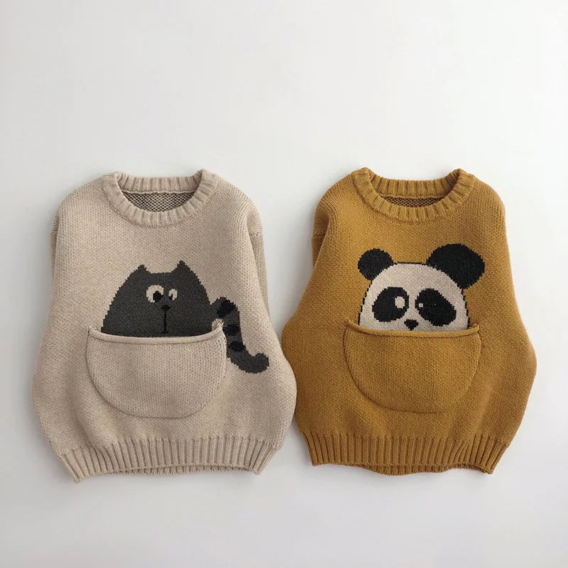 Kids Cartoon Knit Sweater – Cozy Winter Wear