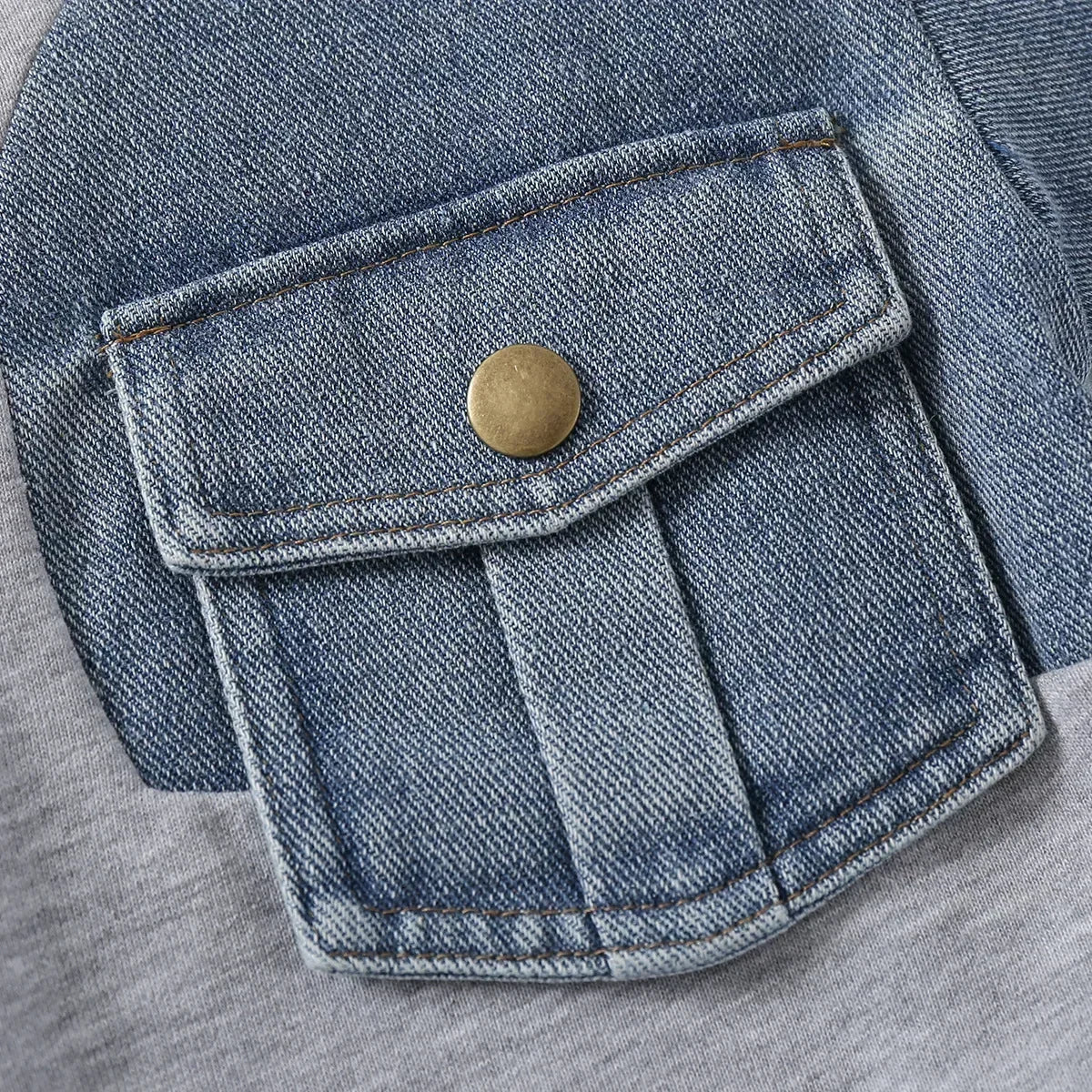 Boys Denim Sweatshirt – Patchwork Hoodie Style
