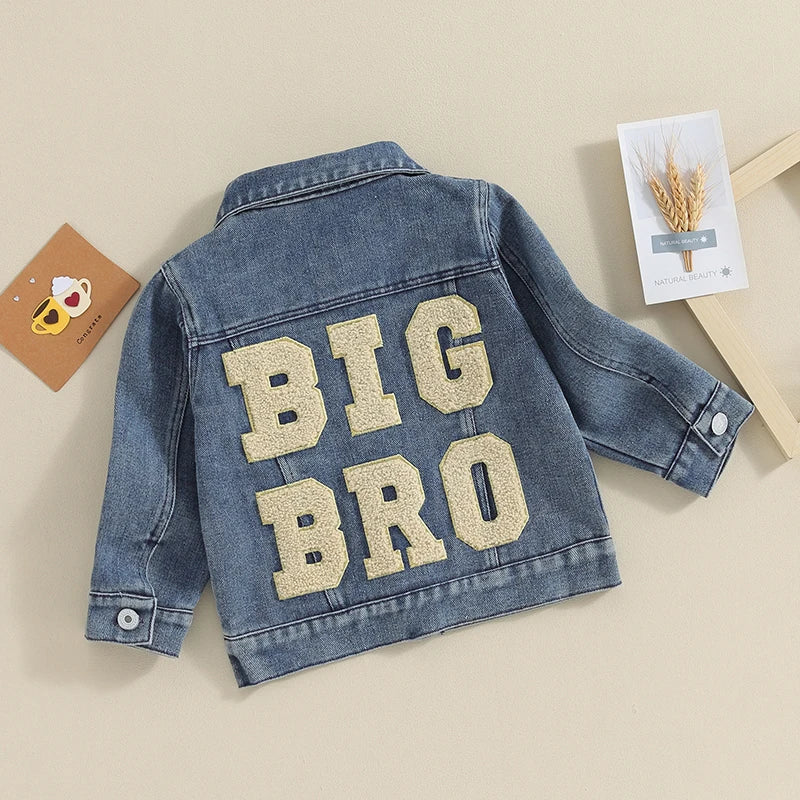 Toddler Baby Boy Denim Jacket – “Big Bro” Letter Design