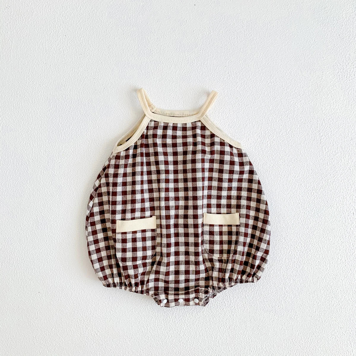 Baby Girl Summer Plaid Romper – Sleeveless One-Piece