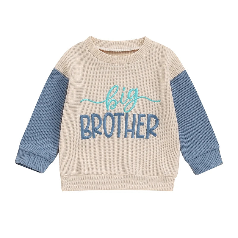 Big Sister / Big Brother Waffle Knit Sweatshirt – Oversized Toddler Sweater