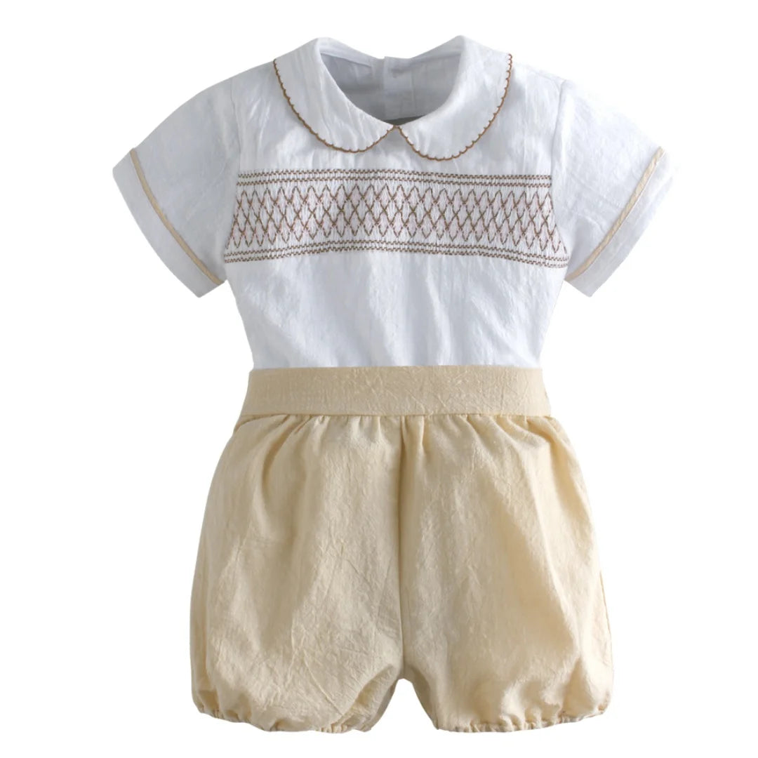 Toddler Boy Summer Outfit – Cotton Shirt & Shorts Set (2PCS)