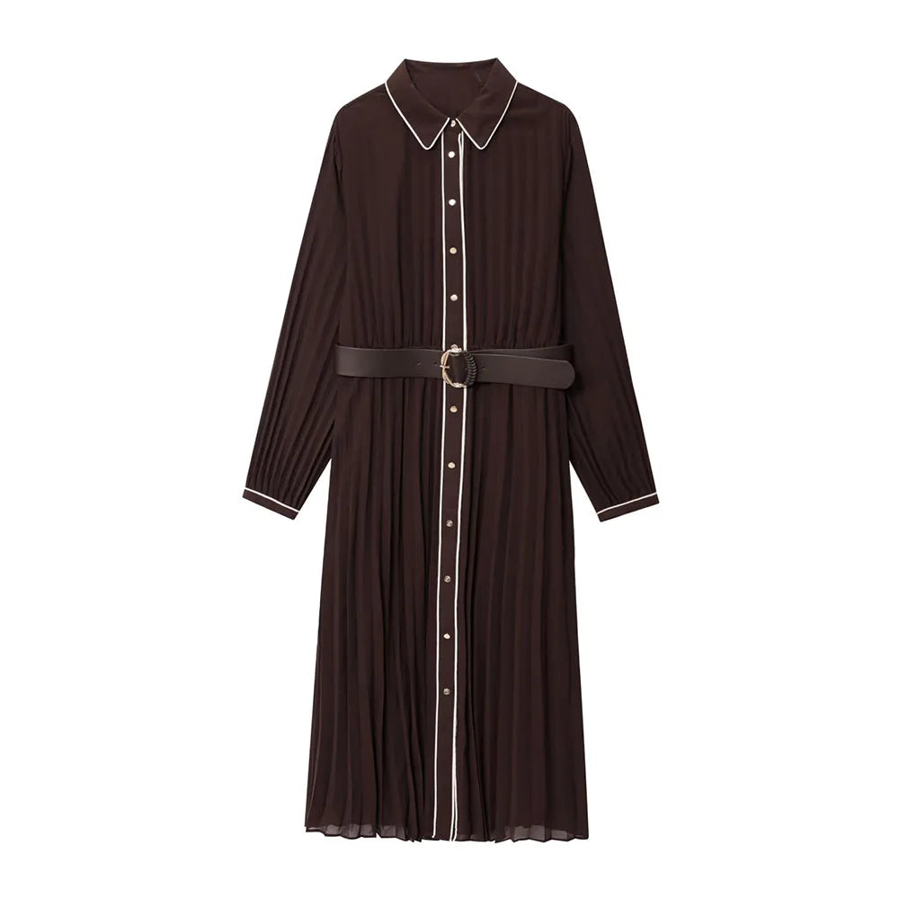 European & American Style Patchwork Midi Dress