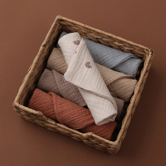 5PC Baby Muslin Cotton Towels – Soft Newborn Washcloths