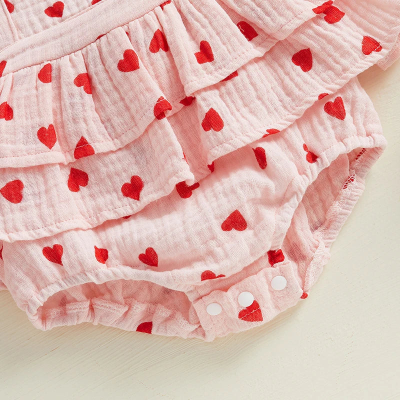 Bow & Heart Print Bodysuit with Headband