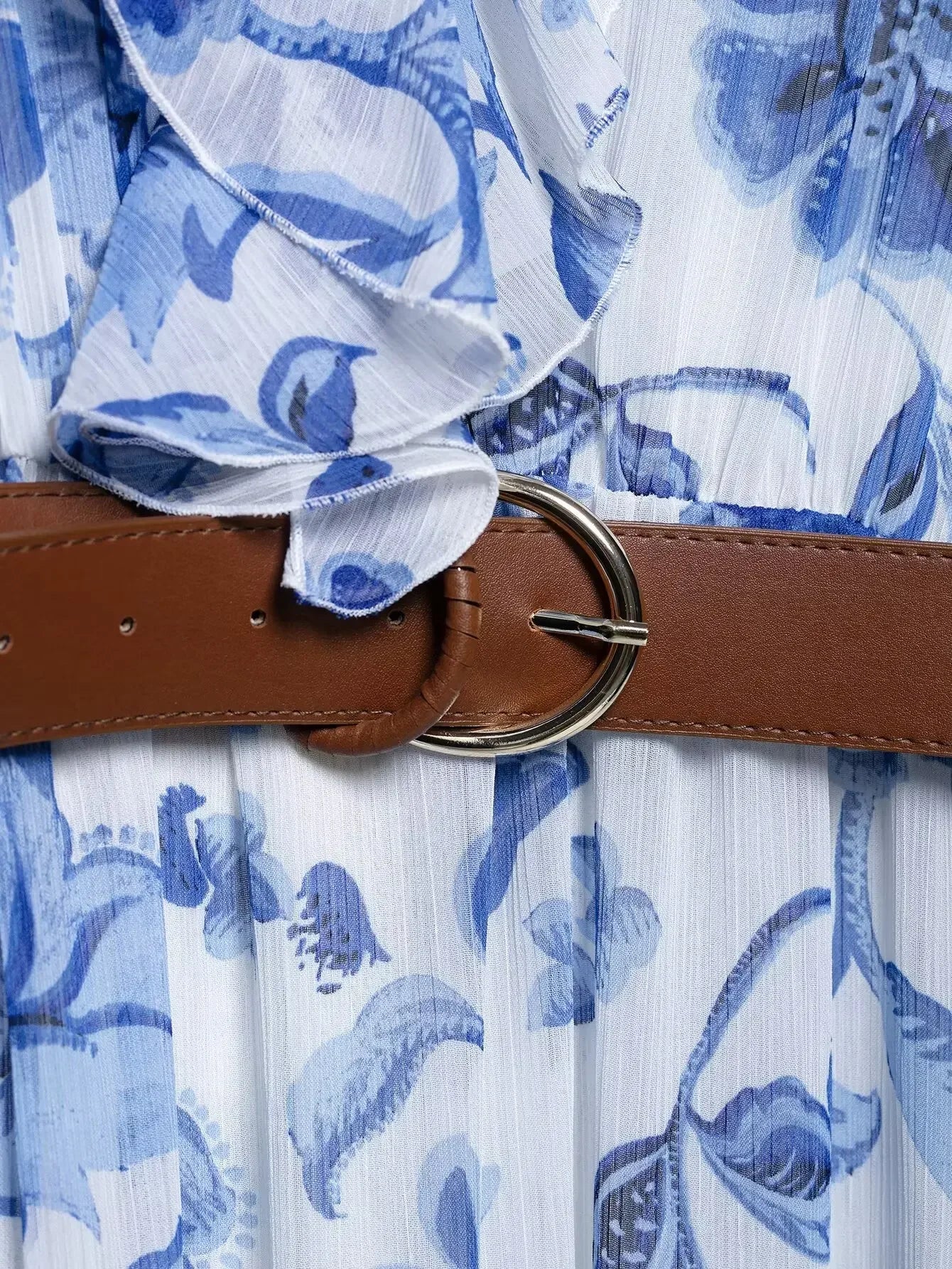 Summer Women’s Bohemian Blue Floral Print Midi Dress