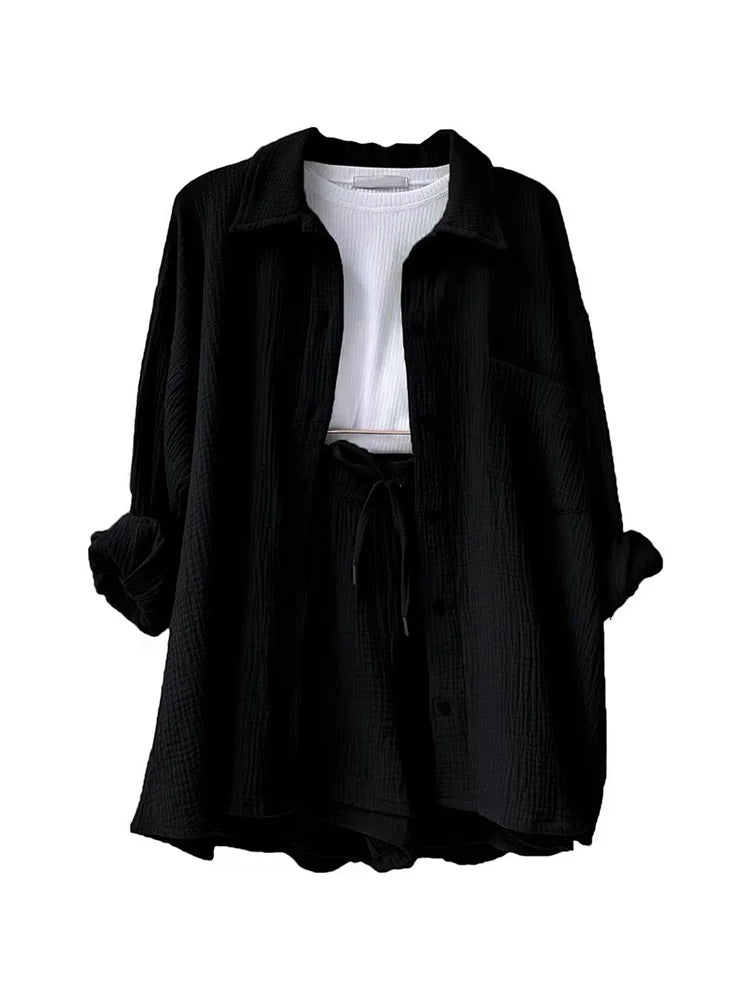 Summer Women’s Muslin Suit – Two-Piece Short Set