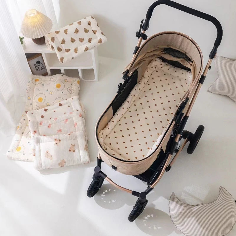 Muslin Baby Stroller Cushion – Soft Cotton-Padded Comfort for Little Ones