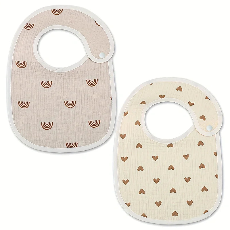 2pcs Baby Cotton Gauze Bibs – Waterproof & Breathable