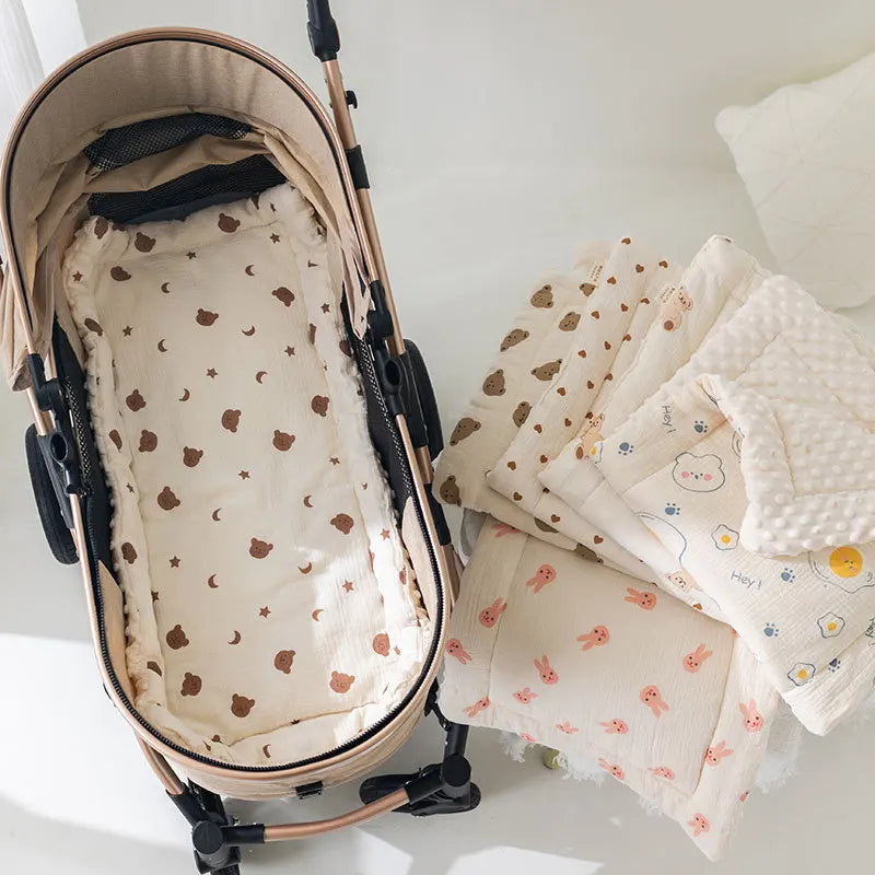 Muslin Baby Stroller Cushion – Soft Cotton-Padded Comfort for Little Ones