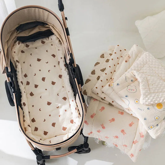 Muslin Baby Stroller Cushion – Soft Cotton-Padded Comfort for Little Ones