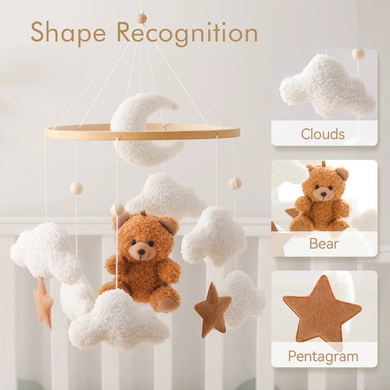 Baby Wooden Bed Bell Mobile – Lambhair Bear & Bunny Dolls