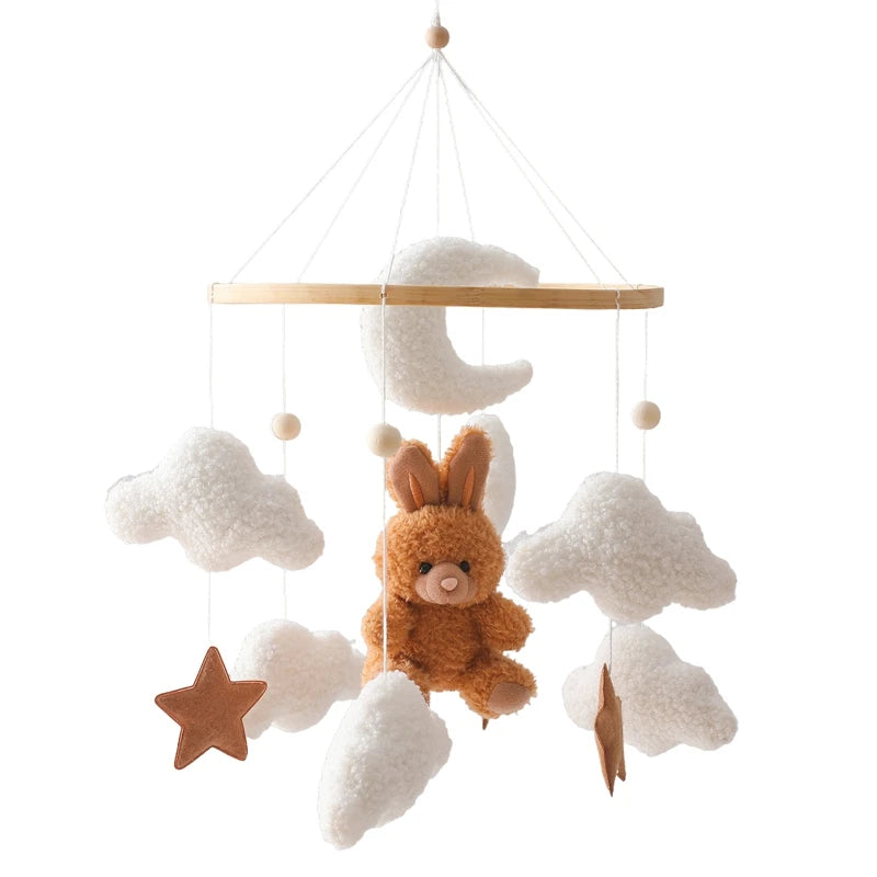 Baby Wooden Bed Bell Mobile – Lambhair Bear & Bunny Dolls