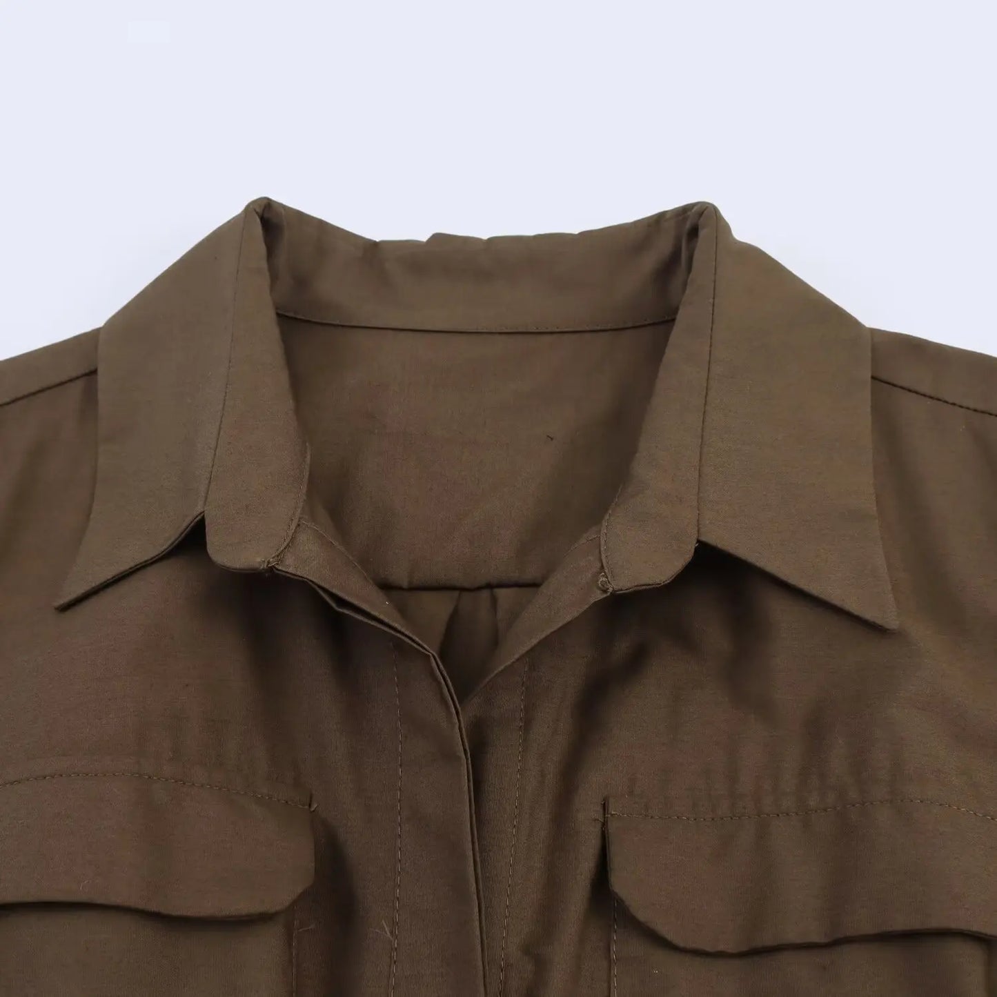 Vintage Solid Long Shirt Dress