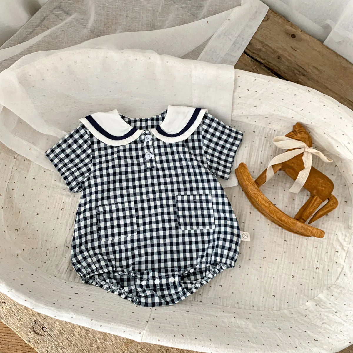 Plaid Bear Baby Bodysuit – Summer New Arrival