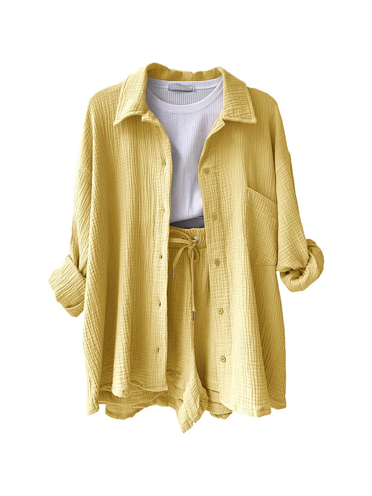 Summer Women’s Muslin Suit – Two-Piece Short Set