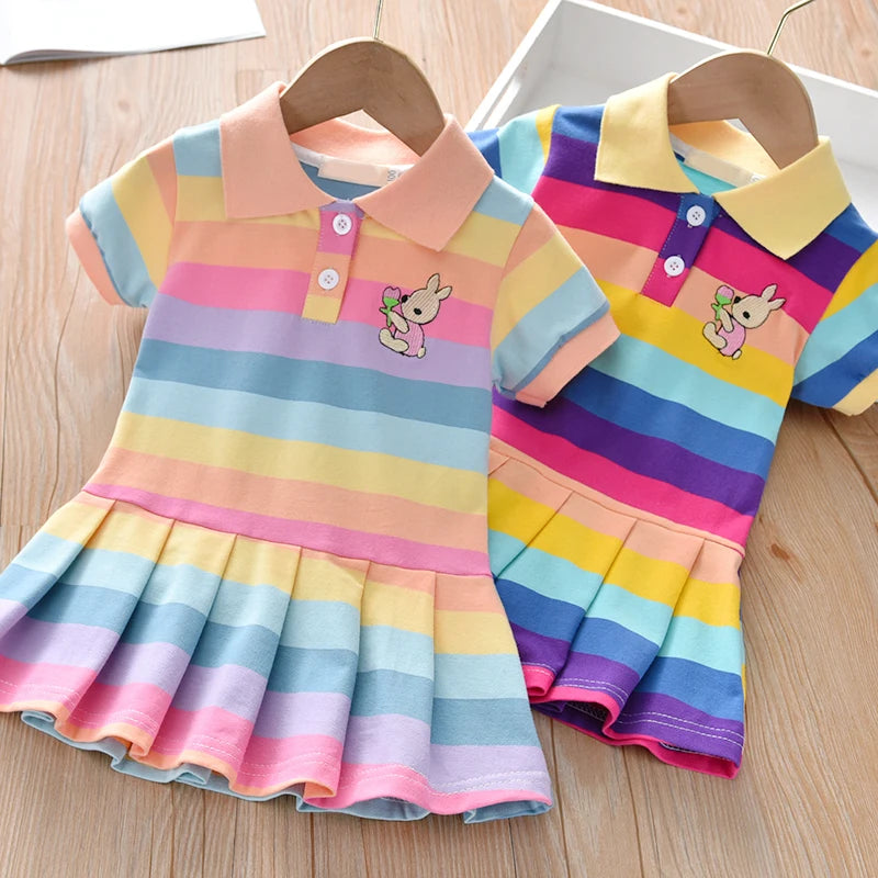 Rainbow Striped Low Waist Dress