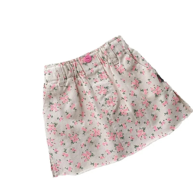 Pink Floral A-Line Skirt