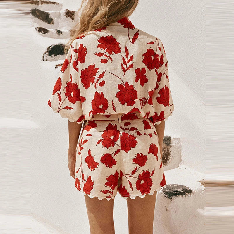Women’s Casual Floral Print Two-Piece Set