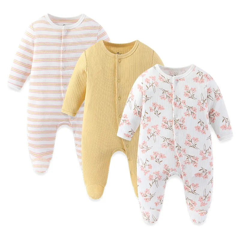 3 Pcs Baby Romper Set – 100% Cotton (Unisex)