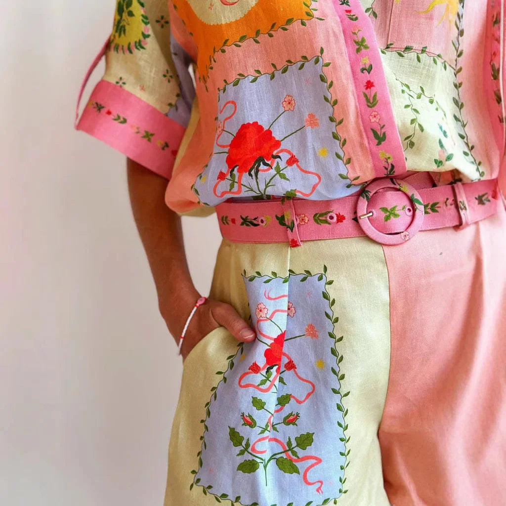 Women’s Casual Linen Shirt & Shorts Set