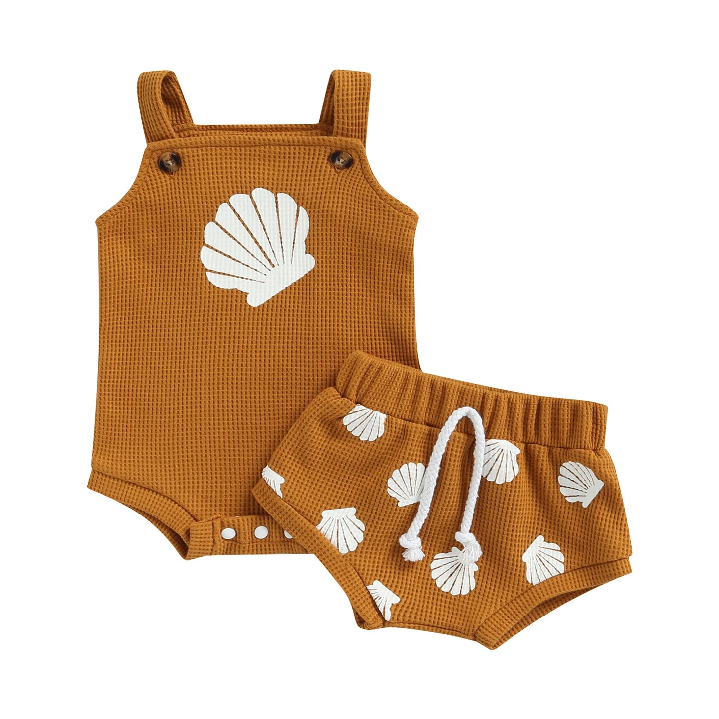 Infant Shell Print Romper & Shorts Set (0–18M)