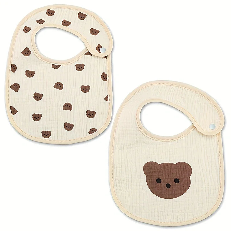 2pcs Baby Cotton Gauze Bibs – Waterproof & Breathable