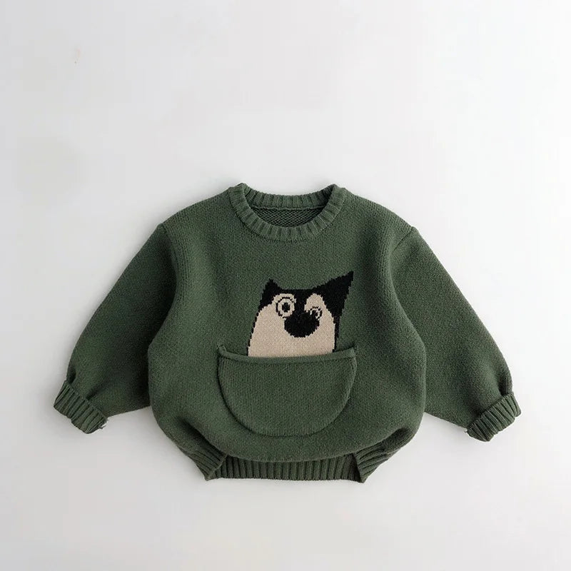Kids Cartoon Knit Sweater – Cozy Winter Wear