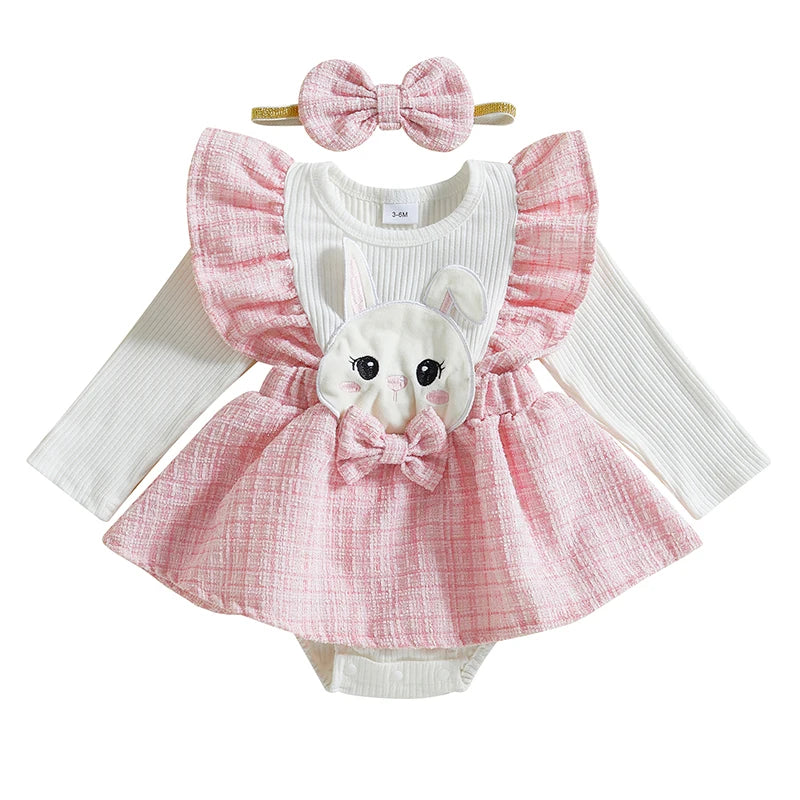 Baby Girls 2Pcs Ruffle Romper & Headband Set