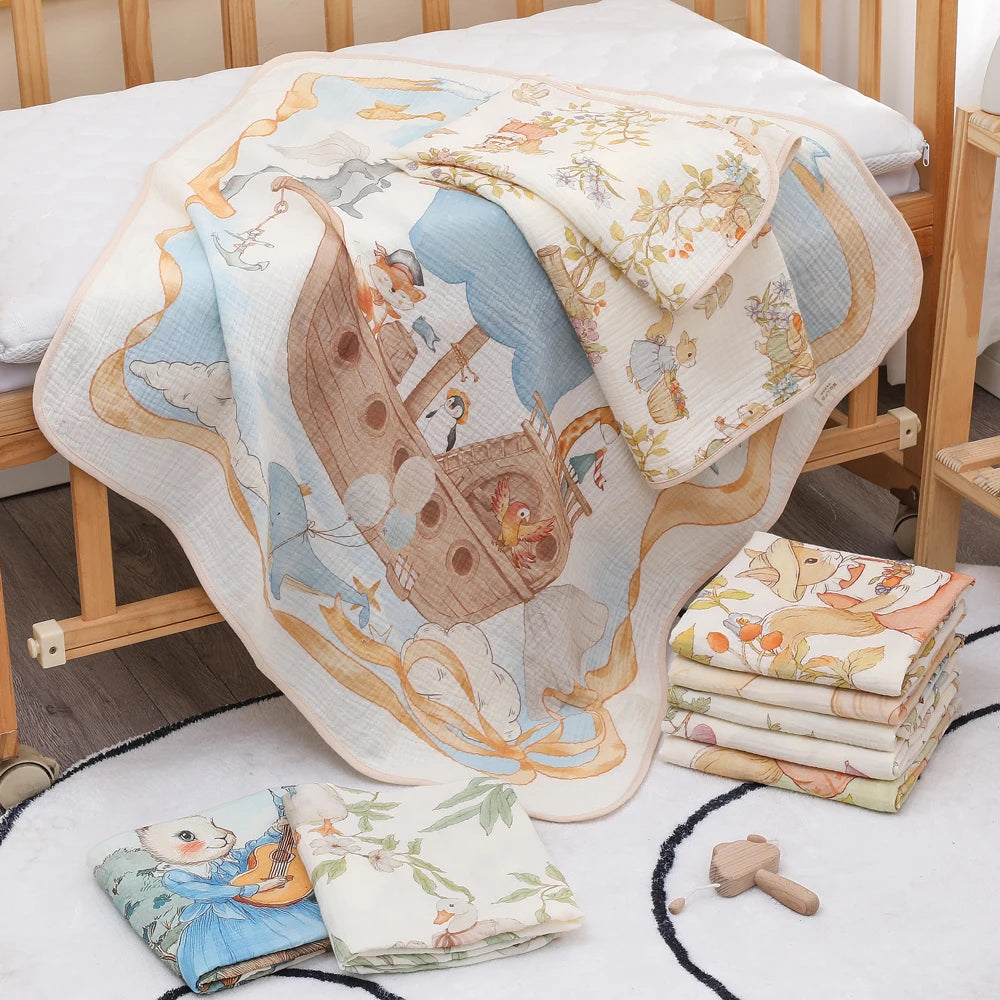 Newborn Baby Cotton Gauze Bath Towel – Ultra Soft & Absorbent Blanket