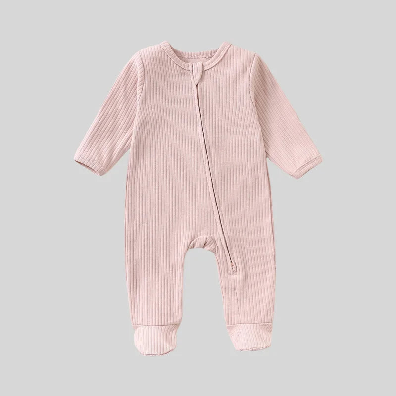 Newborn Zip-Up Jumpsuit – Soft Cotton Baby Romper