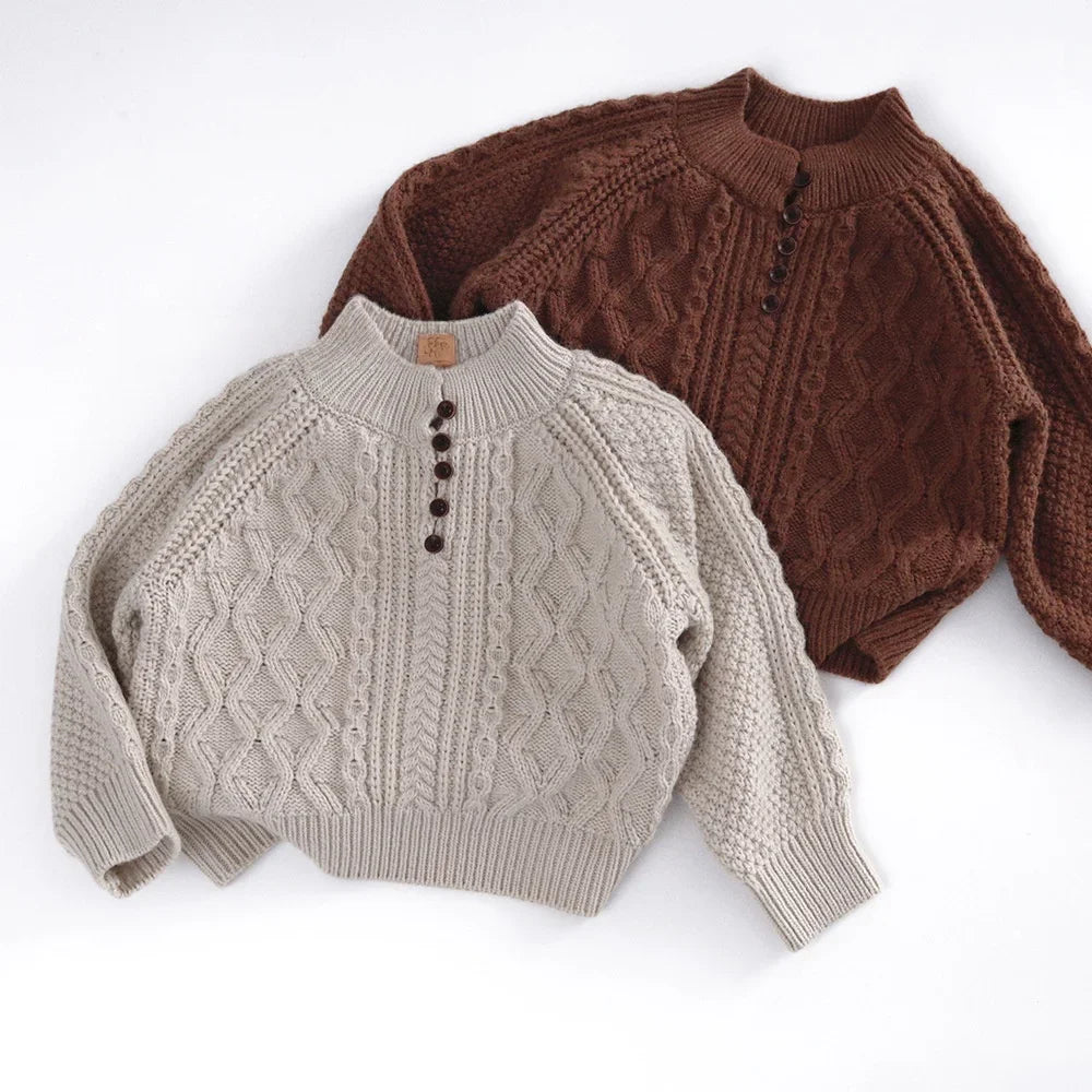 Cozy Cable Knit Sweater – Button Detail