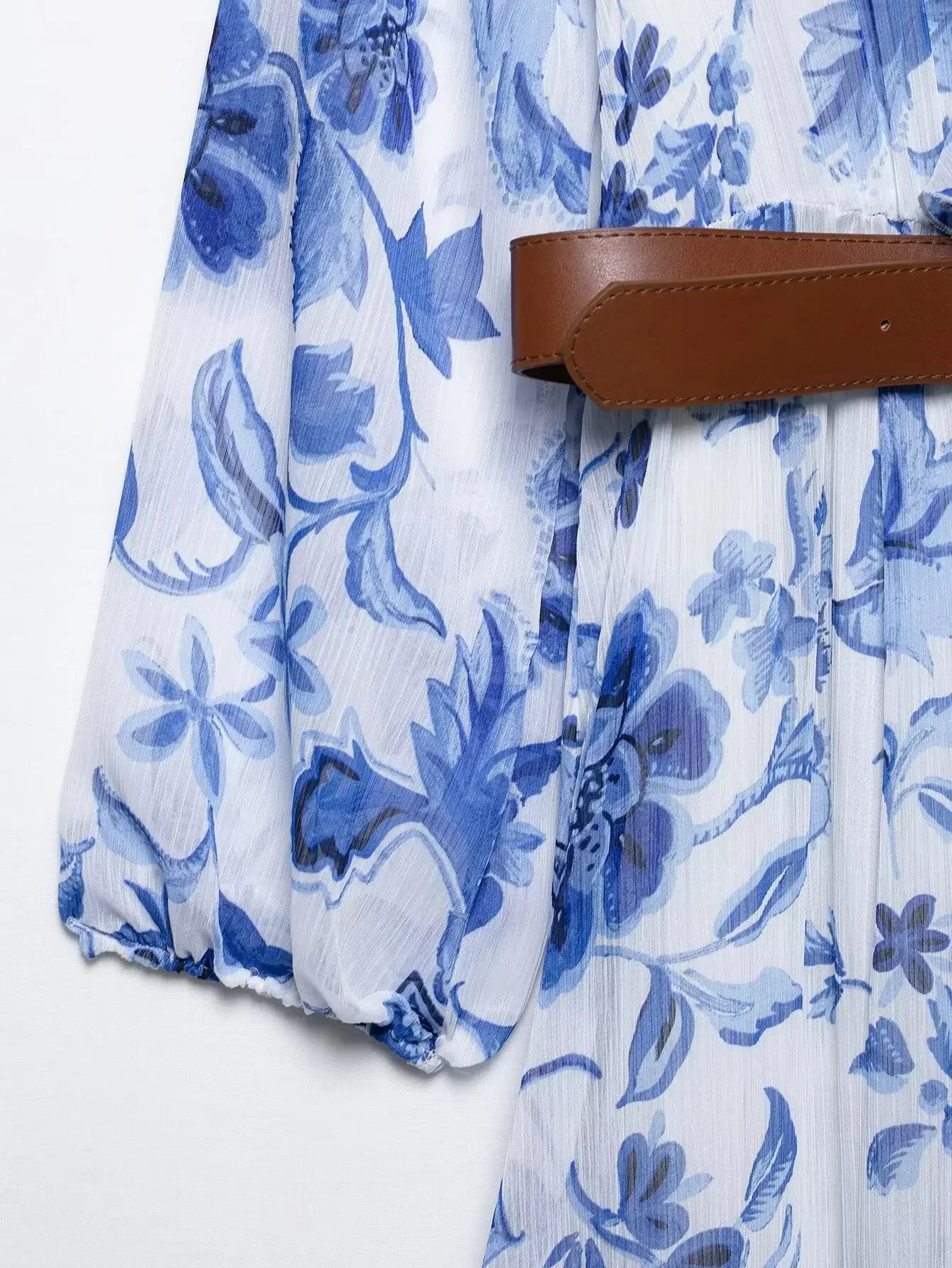 Summer Women’s Bohemian Blue Floral Print Midi Dress