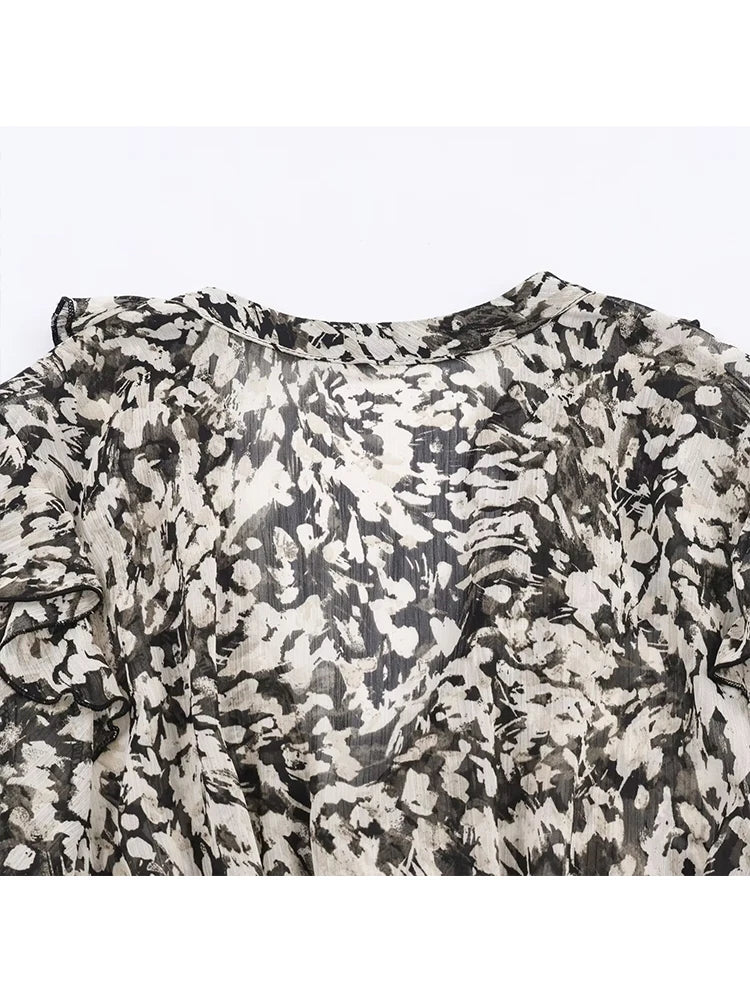 Women’s Elegant Printed Dress – Belted