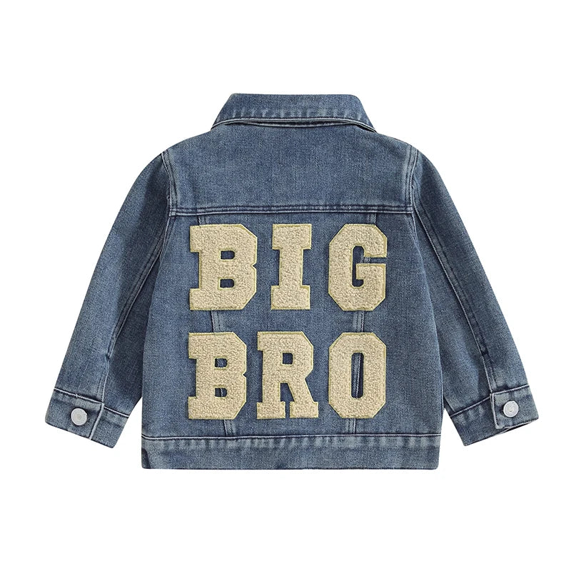 Toddler Baby Boy Denim Jacket – “Big Bro” Letter Design