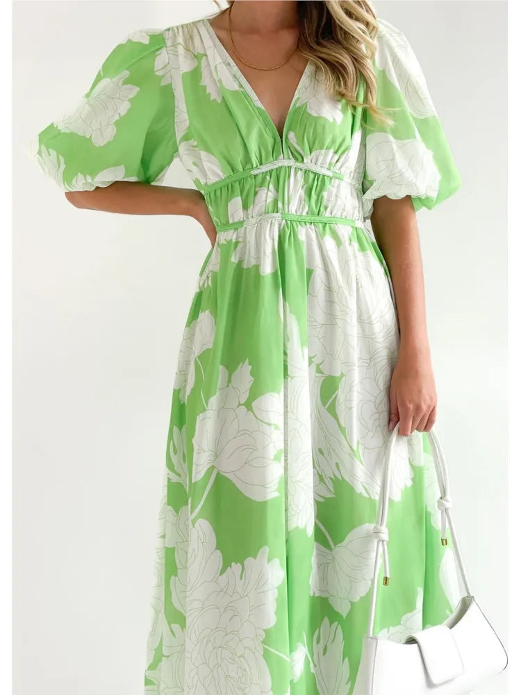 Boho Floral Print Maxi Dress – Spring/Summer Women’s Fashion