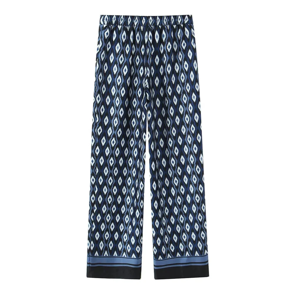 Women’s Geometric Print Shirt & Pants Set