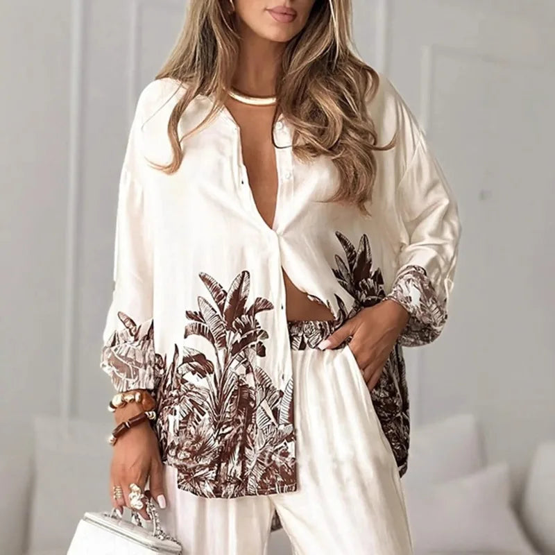 Elegant Women’s Floral Print Two-Piece Set