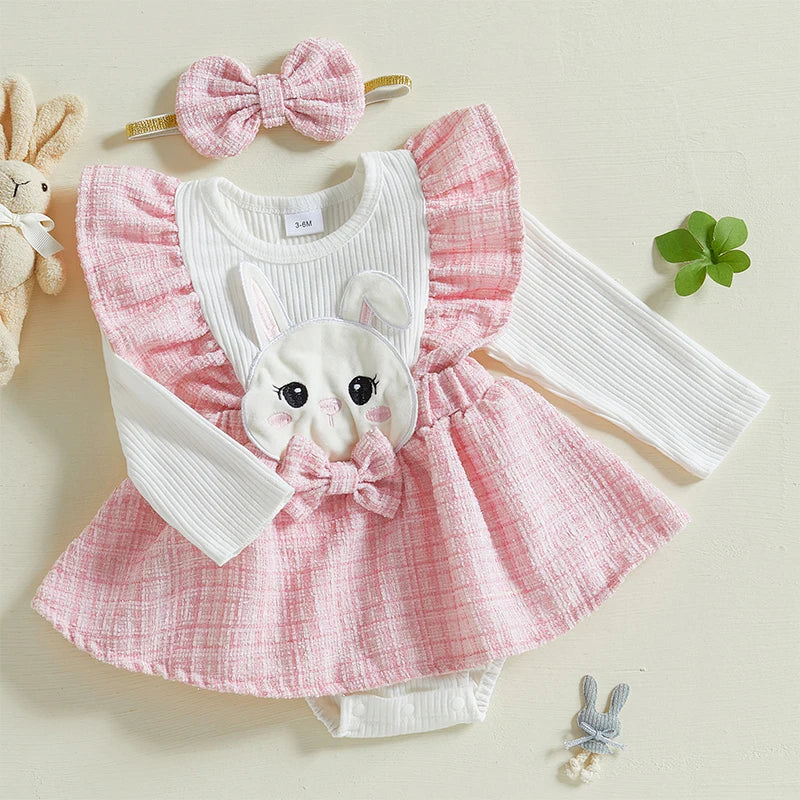 Baby Girls 2Pcs Ruffle Romper & Headband Set